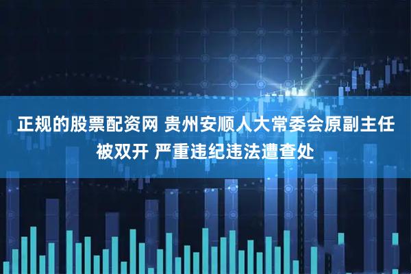 正规的股票配资网 贵州安顺人大常委会原副主任被双开 严重违纪违法遭查处